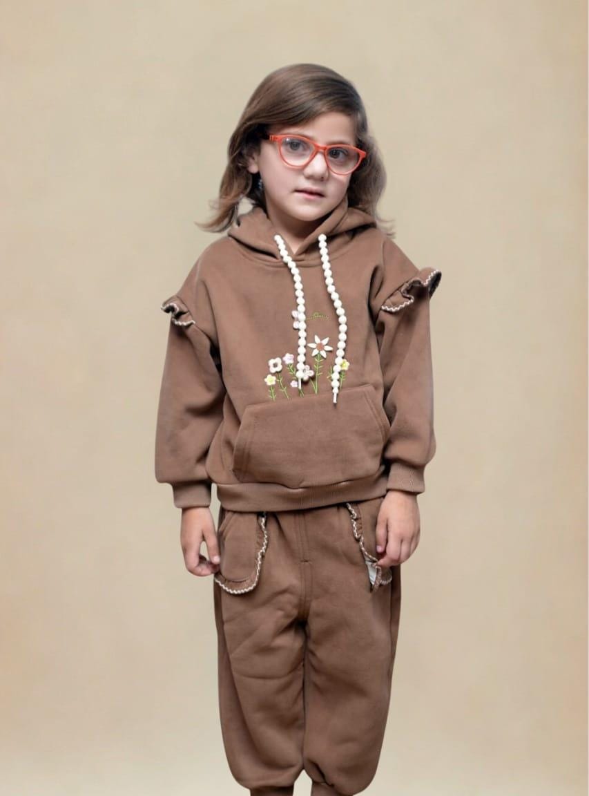 ๐ค Cozy Charm โ Embroidered Brown Fleece Set